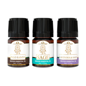 100% Pure Smudge Essential Oils - Palo Santo, White Sage and Lavender (5ml per scent)